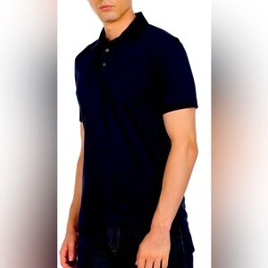 Mens Arrow Size Medium‎ Black Button Collar  Polo Short sleeve Shirt Casual